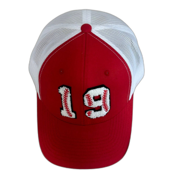 The Classics Cap Hat Unisex Snapback Red White Baseball 19 Embroidery Numbers - Picture 6 of 9